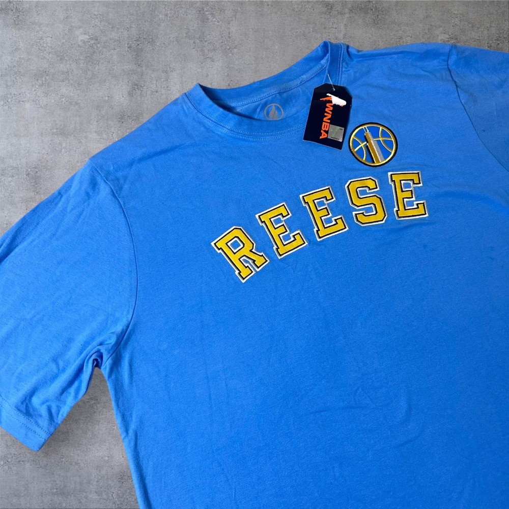 NEW Chicago Sky T-Shirt Womens XL Blue Angel Reese #5 WNBA Stitched Short Sleeve